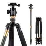 Q999c Professional Carbon Fiber Tripod with 360 Degree Ball Head, Fold Back by 180 Degree portable Video Tripod