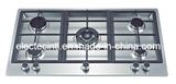 Gas Cooker with 5 Burners and Staniless Steel Mat Panel, 1.5V Battery Pulse Ignition, Cast Iron Pan Support (GH-S9155C)