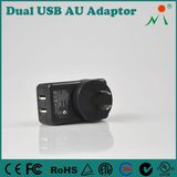 Au Plug 5V 2A Dual USB Adaptor Wall Mount Travel Charger for Mobile Phone