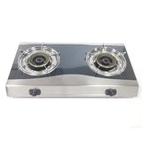 Double Burner Black Coated Gas Cooker with Whirl Cap