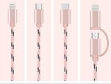 Micro Lightning 2 in 1 Braided Data Charging Cable for iPhone 6/6plus with Aluminum Shell