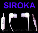 White Mobile Earphone with Mic and Brand Copy