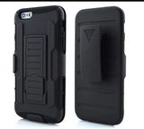 Black Rugged Hybrid Hard Case for iPhone 6 Case Belt Clip with Holster Stand 2 in 1 Heavy Future Armor