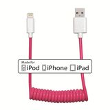 Mfi Certified Nylon 8 Pin Coiled USB Cable for iPhone 5 iPhone6, Spiral Lightning Cable From Mfi Factory