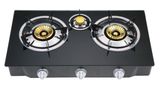 Good Quality Indian Brass Cap Gas Stove with Black Glass Panel