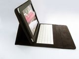 Foldable Leather Case With Built-in Wired Keyboard for iPad 2  - Black