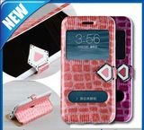 Silk Flip Stand Window TPU Leather Cover for iPhone 6