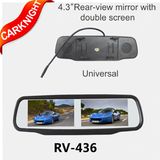 Carknight 4.3 Inch Universal Rearview Mirror with Double Screen (RV-436)