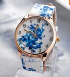 2014 New Fashion Quartz Wristwatch Casual Watches 5colors Leather Bracelet Flower Design Smart Watch Jewelly