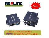 1 to 2 VGA Extender by UTP Cat5e/6 (100m/200m/300m+Audio)