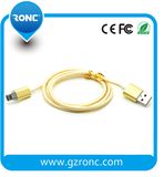 Flexible Data Sync Charging Micro USB Flat Cable with LED Lamp