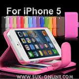 Stand Card Holder Wallet PU Case for iPhone 5