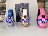 Skull Wireless Bluetooth Headset Foldable Micro SD Player FM Radio All in One Headphones Blue Light