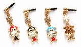 Bling Bling Diamond Cute Monkey Cell Phone Headphone Cap (PL442)