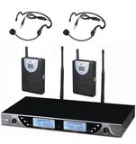 Professional UHF Dual Wireless Headset Headworn Microphone System