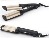 Hair Wave Curler 210c Ceramic Curling Iron Triple Barrels Waver Beachy Look LCD Display