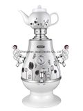 3.2L Stainless Steel Samovar (with thermometer and porcelain/glass teapot) [T25D Ss Tray & Handle]