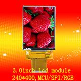 3.0inch 240 *400, Ili9327, MCU/Spi/RGB Interface Touch LCD Display