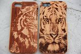 Laser Engraved Tiger Grain Wood Mobile Cover