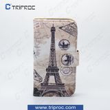 OEM Printing PU Leather Cell Phone Cover Mobile Phone Cover for Samsung Galaxy S5 (Paris Eiffel Tower)