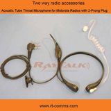 Acoustic Tube Throat Microphone for Motorola Radios with 2-Prong Plug